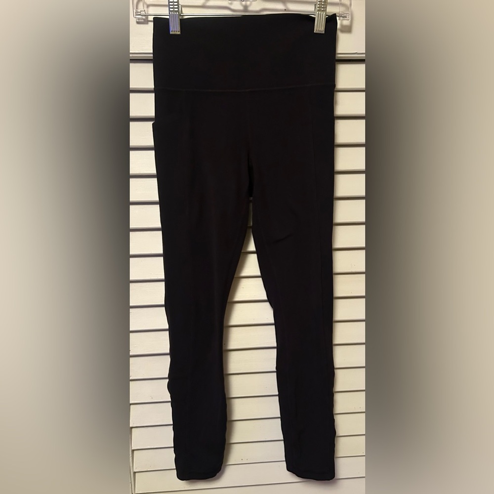 Athleta High Rise Black Yoga Leggings Ruched Detail XS
